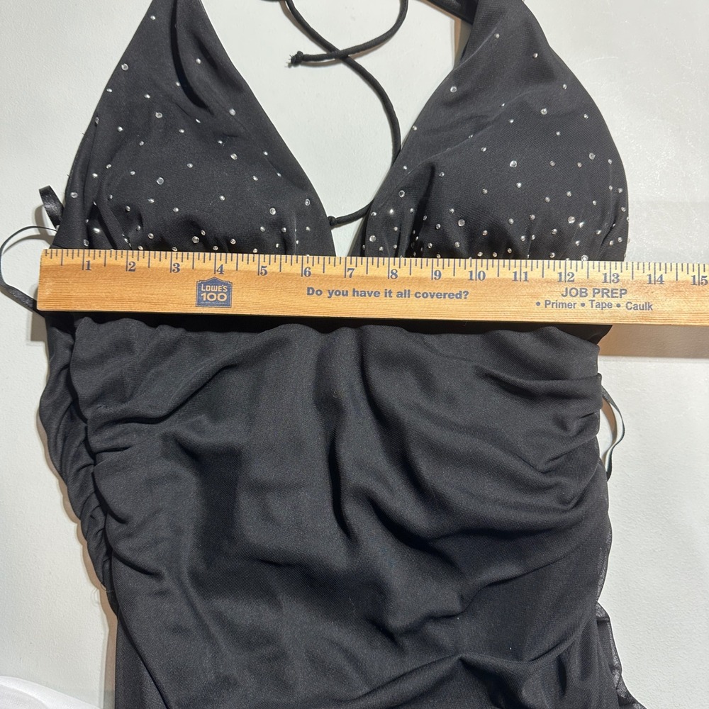Blondie Nites Black White Gown Womens 13 Halter‎ Maxi Dress Rhinestone Y2K - Picture 12 of 12